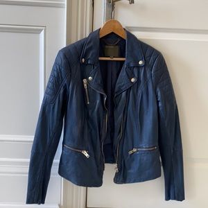 Navy leather jacket